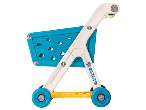 WÓZEK SKLEPOWY KOSZYK NA ZAKUPY OWOCE WARZYWA PRODUKTY ZESTAW 26 EL. NIEBIESKI