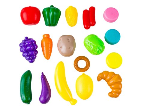 WÓZEK SKLEPOWY KOSZYK NA ZAKUPY OWOCE WARZYWA PRODUKTY ZESTAW 26 EL. NIEBIESKI