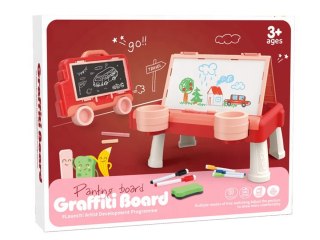 TABLICA DWUSTRONNA DLA DZIECI 2W1 ZMAZYWALNA KREDOWA STOLIK WALIZKA AKCESORIA