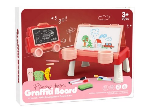 TABLICA DWUSTRONNA DLA DZIECI 2W1 ZMAZYWALNA KREDOWA STOLIK WALIZKA AKCESORIA