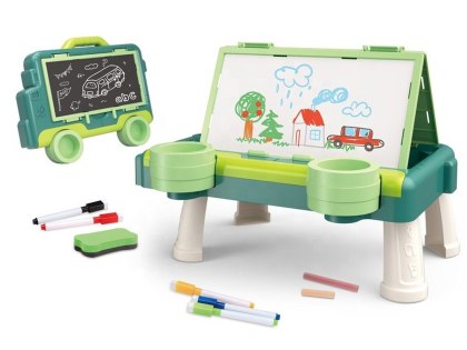 TABLICA DWUSTRONNA DLA DZIECI 2W1 ZMAZYWALNA KREDOWA STOLIK WALIZKA AKCESORIA