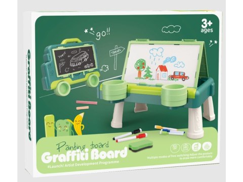 TABLICA DWUSTRONNA DLA DZIECI 2W1 ZMAZYWALNA KREDOWA STOLIK WALIZKA AKCESORIA