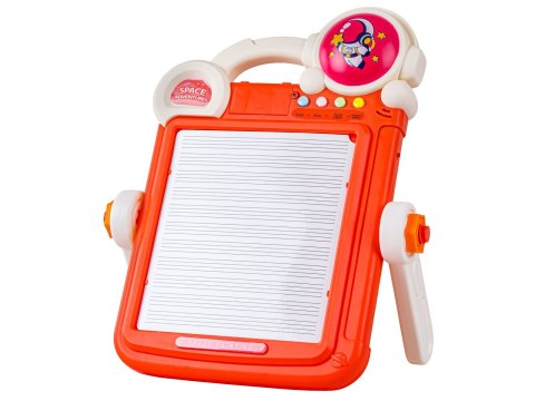 TABLICA EDUKACYJNA 2W1 ZMAZYWALNA KLOCKI UKŁADANKA PISAKI AKCESORIA CZERWONA