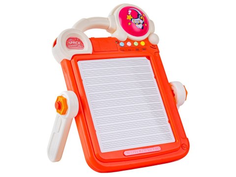 TABLICA EDUKACYJNA 2W1 ZMAZYWALNA KLOCKI UKŁADANKA PISAKI AKCESORIA CZERWONA