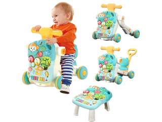 PCHACZ CHODZIK JEŹDZIK STOLIK EDUKACYJNY 4W1 DŹWIĘKI PIANINKO RUCHOME EL. NIEBIESKI