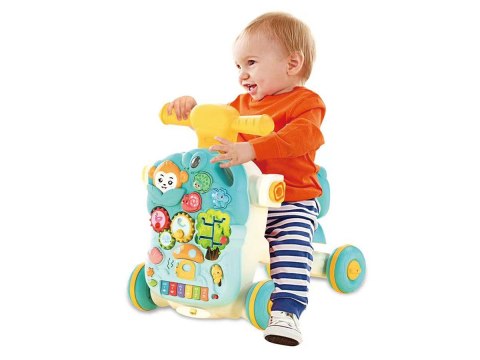 PCHACZ CHODZIK JEŹDZIK STOLIK EDUKACYJNY 4W1 DŹWIĘKI PIANINKO RUCHOME EL. NIEBIESKI