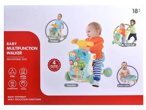 PCHACZ CHODZIK JEŹDZIK STOLIK EDUKACYJNY 4W1 DŹWIĘKI PIANINKO RUCHOME EL. NIEBIESKI