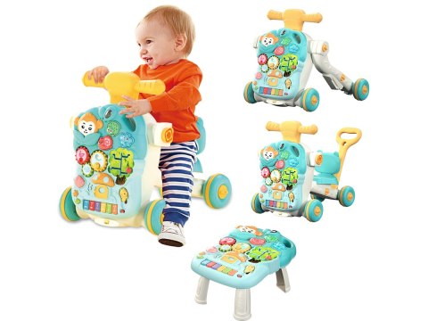 PCHACZ CHODZIK JEŹDZIK STOLIK EDUKACYJNY 4W1 DŹWIĘKI PIANINKO RUCHOME EL. RÓŻOWY