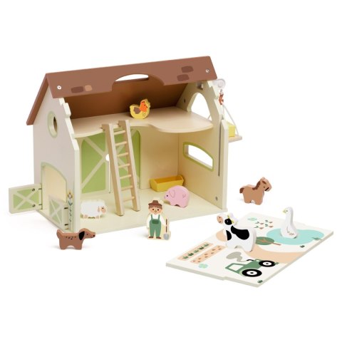 CLASSIC WORLD Drewniany Domek Farma Vintage Zestaw Figurek 17 el.