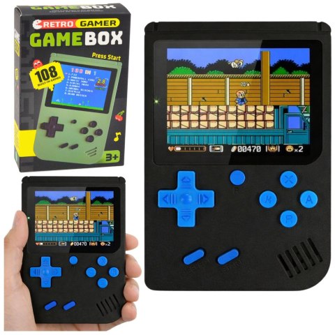 KONSOLA RETRO GRA ELEKTRONICZNA NA BATERIE 108 WBUDOWANYCH GIER EKRAN LCD CZARNA