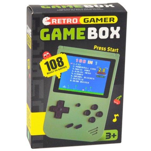 KONSOLA RETRO GRA ELEKTRONICZNA NA BATERIE 108 WBUDOWANYCH GIER EKRAN LCD CZARNA