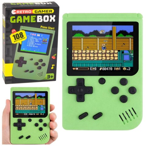 KONSOLA RETRO GRA ELEKTRONICZNA NA BATERIE 108 WBUDOWANYCH GIER EKRAN LCD ZIELONA