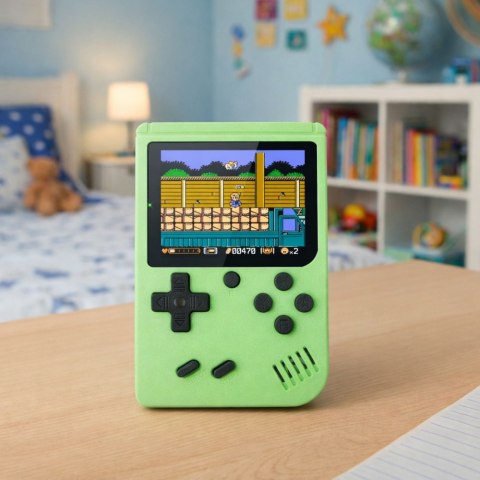 KONSOLA RETRO GRA ELEKTRONICZNA NA BATERIE 108 WBUDOWANYCH GIER EKRAN LCD ZIELONA