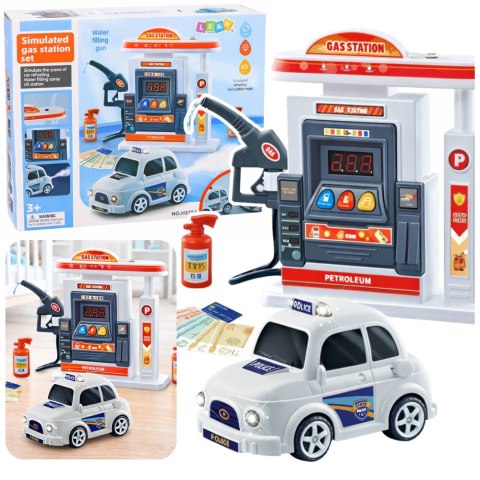 STACJA BENZYNOWA INTERAKTYWNA AUTO POLICJA ŚWIATŁA DŹWIĘKI DYM WYŚWIETLACZ