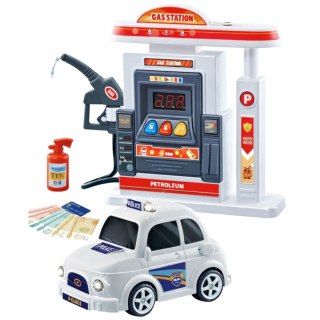 STACJA BENZYNOWA INTERAKTYWNA AUTO POLICJA ŚWIATŁA DŹWIĘKI DYM WYŚWIETLACZ