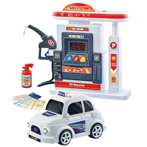 STACJA BENZYNOWA INTERAKTYWNA AUTO POLICJA ŚWIATŁA DŹWIĘKI DYM WYŚWIETLACZ