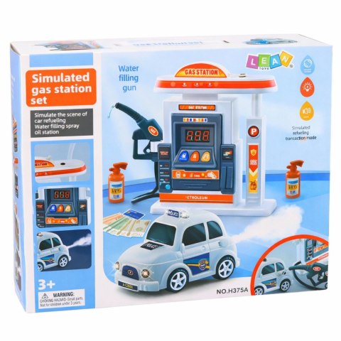 STACJA BENZYNOWA INTERAKTYWNA AUTO POLICJA ŚWIATŁA DŹWIĘKI DYM WYŚWIETLACZ