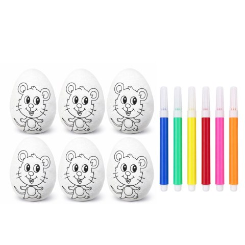 Jajka Wielkanocne Styropianowe Do Malowania Pisaki Flamastry Myszka 6szt