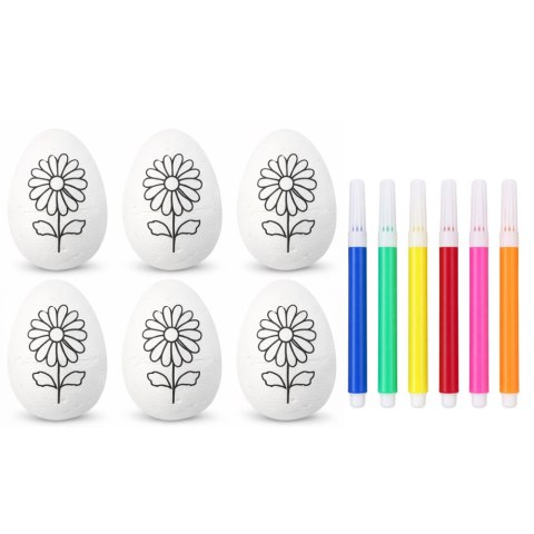 Jajka Wielkanocne Styropianowe Do Malowania Pisaki Wzór Kwiat D 6szt