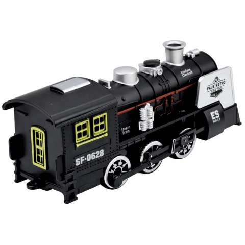 Klasyczna Lokomotywa Czujnik Przeszkód Dym Światła Dźwięki Czarna