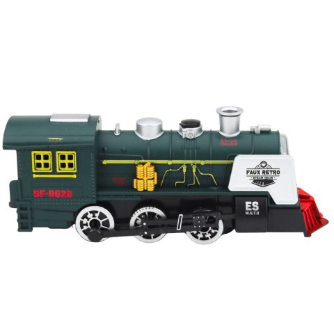 Klasyczna Lokomotywa Czujnik Przeszkód Dym Światła Dźwięki Zielona