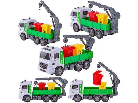 SAMOCHODY CIĘŻAROWE ZESTAW 6 SZT. TIR WYWROTKA ŚMIECIARKA BECZKOWÓZ ZAMIATARKA