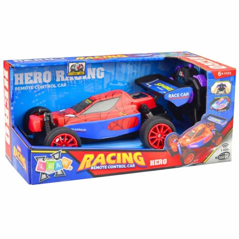 SAMOCHÓD ZDALNIE STEROWANY WYŚCIGÓWKA SUPERBOHATERA AUTO RC PILOT 2.4 AKUMULATOR