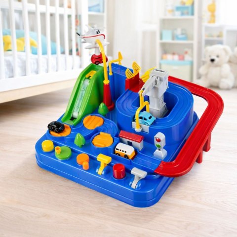 Samochodowy Tor Przeszkód Interaktywny Parking Edukacyjny 4 Auta Niebieski