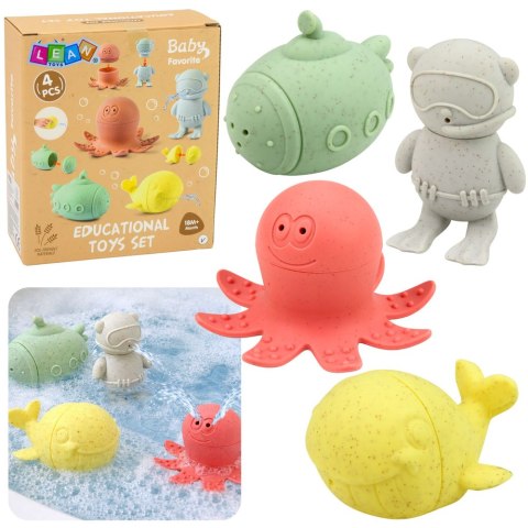 Zabawki Edukacyjne Do Kąpieli Sensoryczne Figurki Gumowe Pastelowe 4 szt.