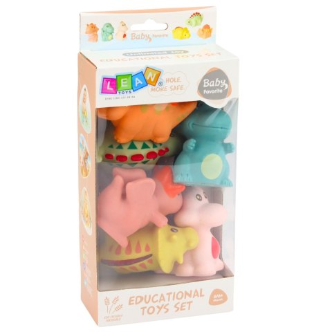 Zestaw Gumowe Dinozaury Edukacyjne Do Kąpieli Zabawy Pastelowe 6 szt.