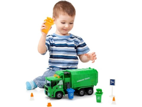 Ciężarówka Auto Samochód ŚMIECIARKA Do Rozkręcania W Walizce + Kosz Na Śmieci