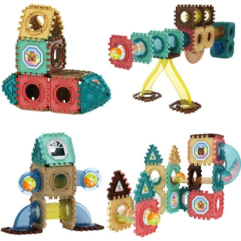 KLOCKI KONSTRUKCYJNE 3D ZESTAW EDUKACYJNY TOR KULKOWY KULODROM WAFLE 68EL