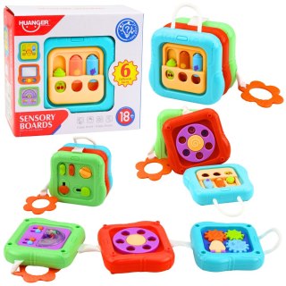 Kostka Sensoryczna Edukacyjna Panele Manipulacyjne 6 Aktywności