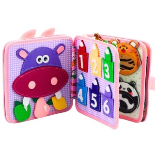 KSIĄŻECZKA SENSORYCZNA FILCOWA MIĘKKA EDUKACYJNA 3D ZWIERZĘTA KRÓLICZEK RÓŻ