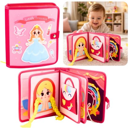 Książeczka Edukacyjna Sensoryczna Filcowa 3D Księżniczki Różowa