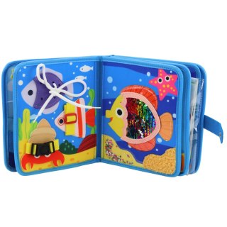 KSIĄŻECZKA SENSORYCZNA FILCOWA MIĘKKA EDUKACYJNA 3D ZWIERZĘTA MORSKIE RYBY