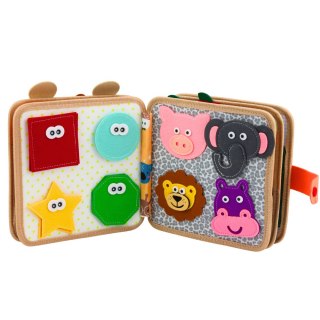 KSIĄŻECZKA SENSORYCZNA FILCOWA MIĘKKA EDUKACYJNA 3D ZWIERZĘTA ŻYRAFA POJAZD