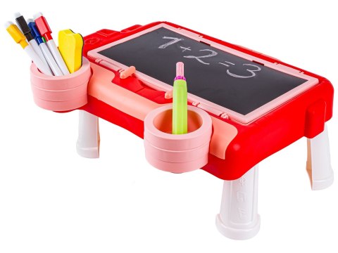TABLICA DWUSTRONNA DLA DZIECI 2W1 ZMAZYWALNA KREDOWA STOLIK WALIZKA AKCESORIA
