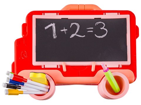 TABLICA DWUSTRONNA DLA DZIECI 2W1 ZMAZYWALNA KREDOWA STOLIK WALIZKA AKCESORIA