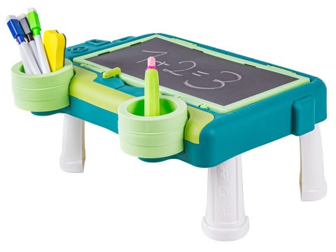 TABLICA DWUSTRONNA DLA DZIECI 2W1 ZMAZYWALNA KREDOWA STOLIK WALIZKA AKCESORIA