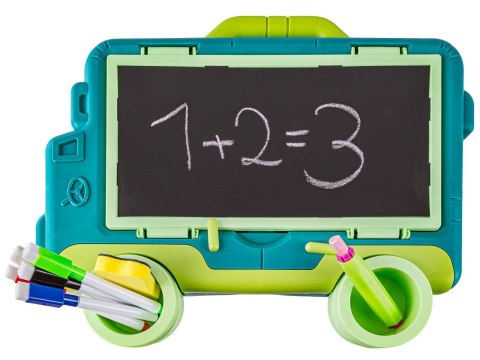 TABLICA DWUSTRONNA DLA DZIECI 2W1 ZMAZYWALNA KREDOWA STOLIK WALIZKA AKCESORIA