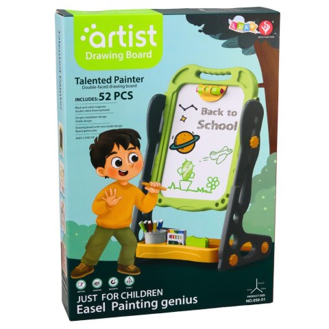 Tablica Dwustronna Magnetyczna Kredowa Suchościeralna Zielona 52 el.