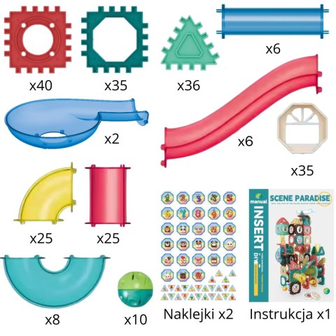 WOOPIE Klocki Konstrukcyjne 3D Zestaw Edukacyjny Tor Kulkowy 228el.