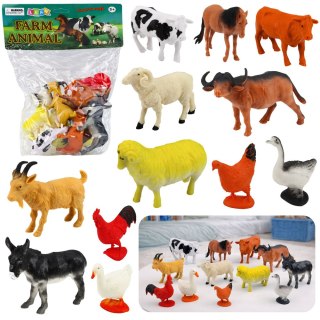 Zestaw Figurki Zwierzęta Gospodarskie Domowe Farma 12 szt.