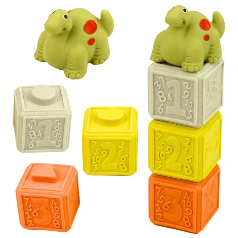 Zestaw Miękkie Klocki Sensoryczne Edukacyjne Gumowe Dinozaury 14 el.