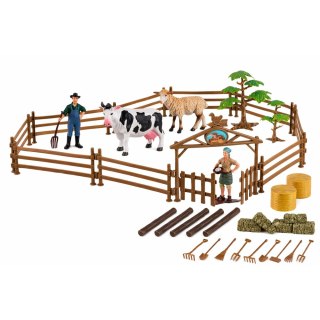 Zestaw Rolniczy Traktor z Przyczepą Zwierzęta Farmerzy Farma 45 el.