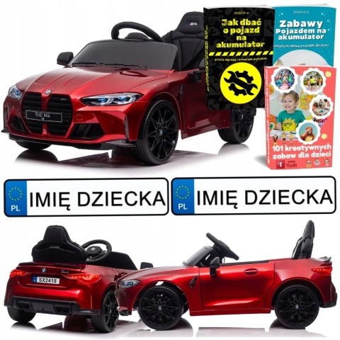 AUTO NA AKUMULATOR BMW M4 SAMOCHÓD ELEKTRYCZNY DLA DZIECI LAKIER PILOT LED SKÓRA