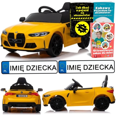 AUTO NA AKUMULATOR BMW M4 SAMOCHÓD ELEKTRYCZNY DLA DZIECI PILOT LED SKÓRA