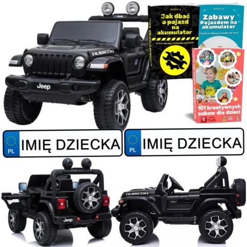 AUTO NA AKUMULATOR DLA DZIECKA JEEP WRANGLER RUBICON 4X4 EVA LED SKÓRA PILOT