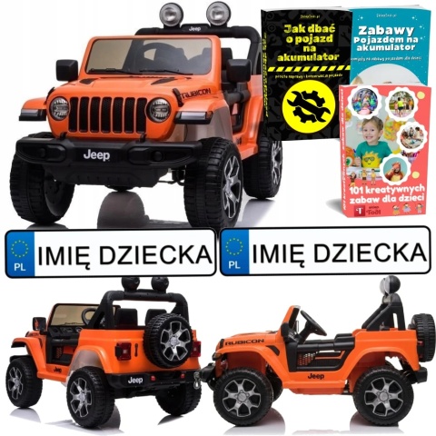 AUTO NA AKUMULATOR DLA DZIECKA JEEP WRANGLER RUBICON EVA LED SKÓRA PILOT 2.4G